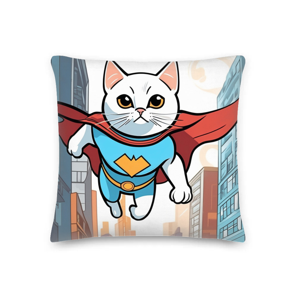 PugMug Custom White Companion Cat Premium Pillow