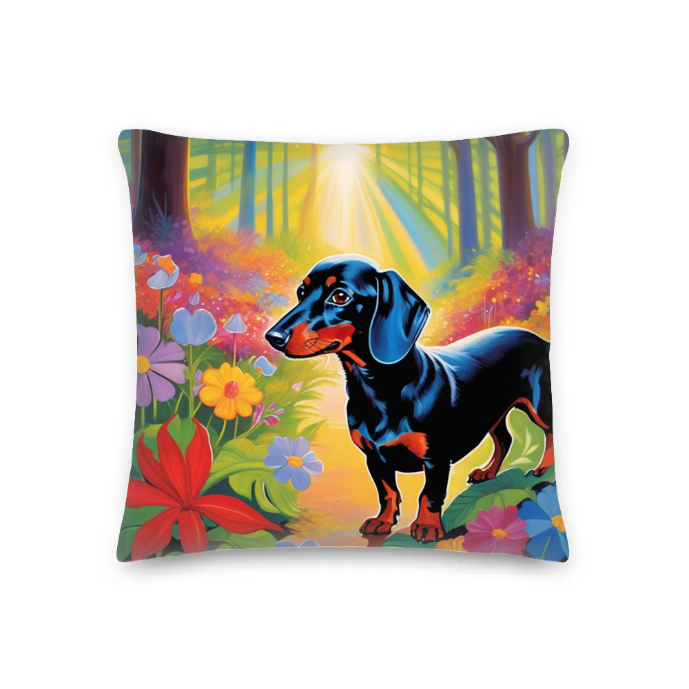PugMug Custom Black Dachshund Premium Pillow