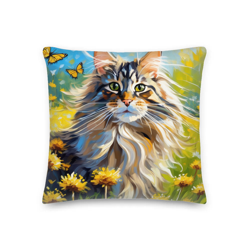 PugMug Custom Tabby Maine Coon Cat Premium Pillow