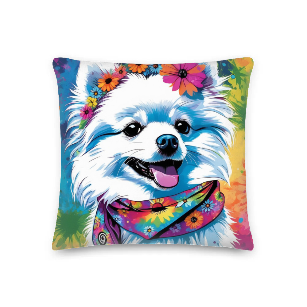 PugMug Custom White Pomeranian Premium Pillow