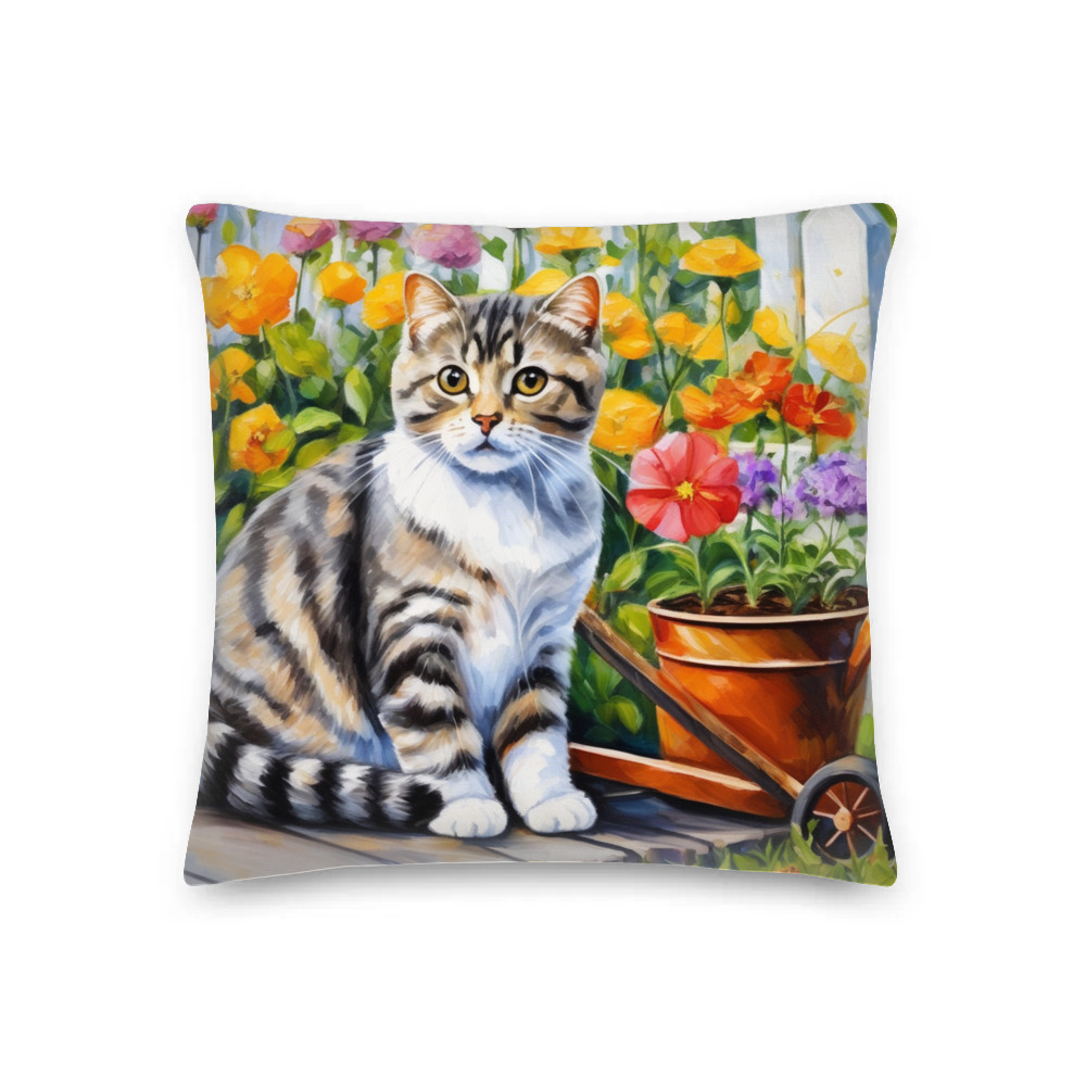 PugMug Custom Tabby Scottish Fold Cat Premium Pillow