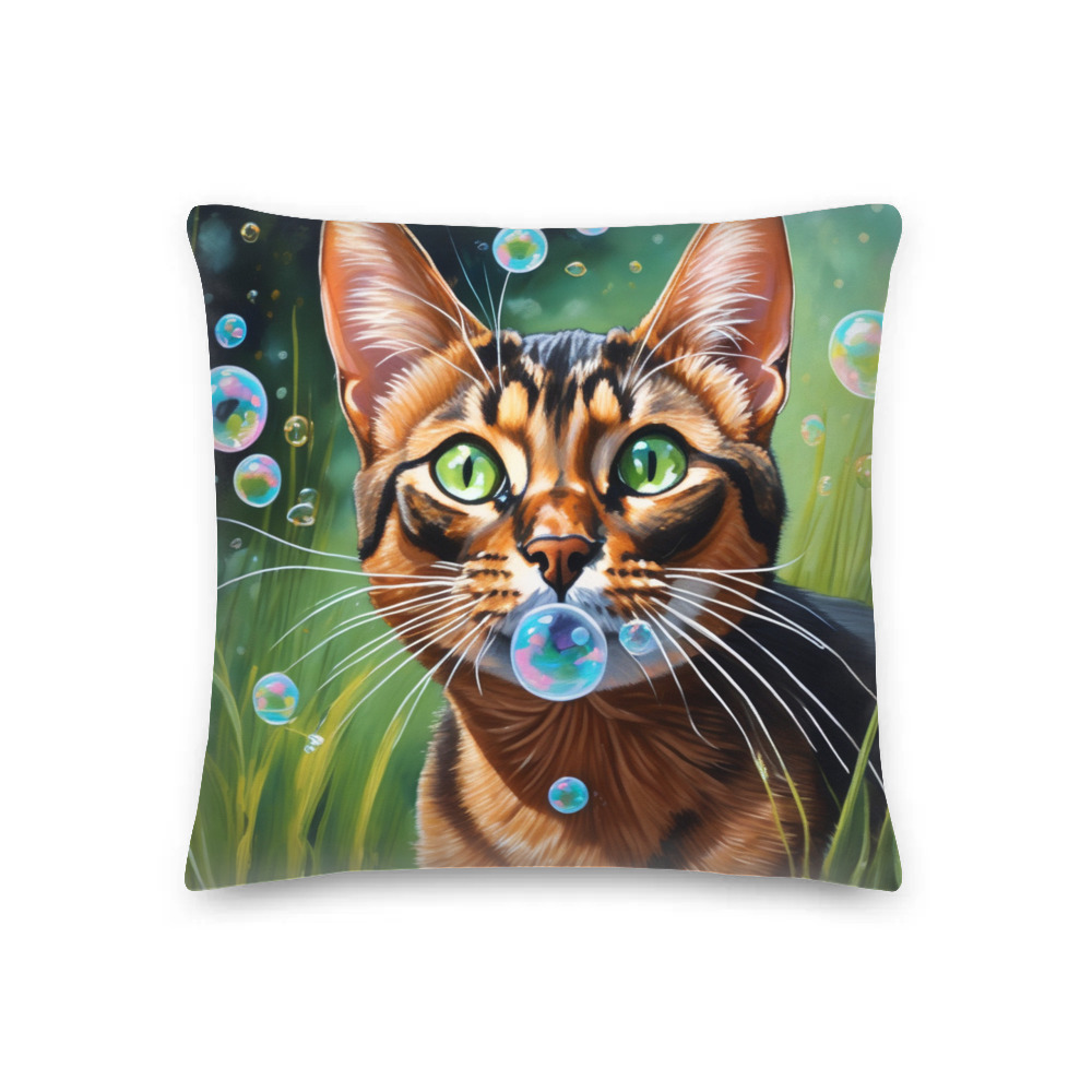 PugMug Custom Tabby Abyssinian Cat Premium Pillow