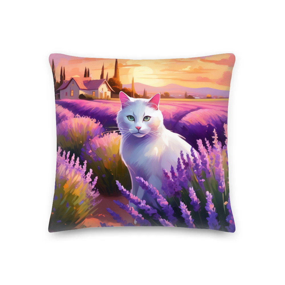 PugMug Custom White Companion Cat Premium Pillow