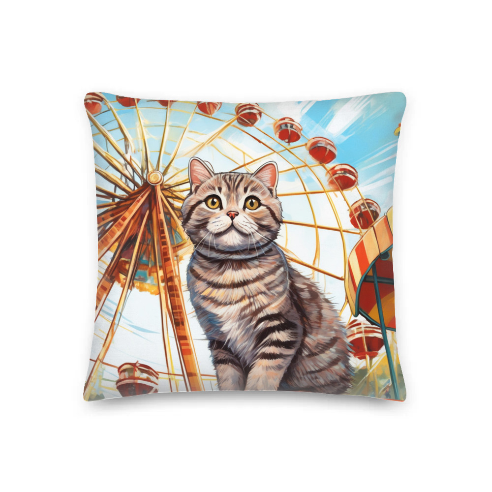 PugMug Custom Tabby Scottish Fold Cat Premium Pillow