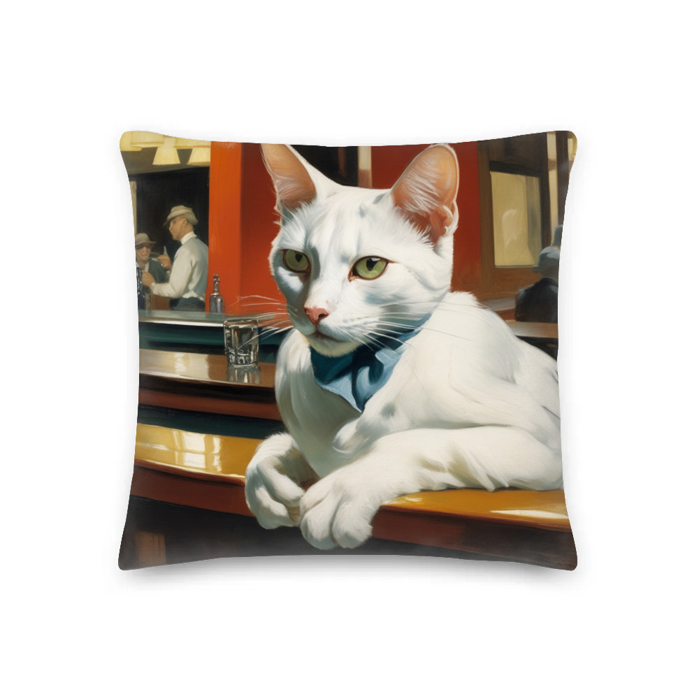 PugMug Custom White Companion Cat Premium Pillow