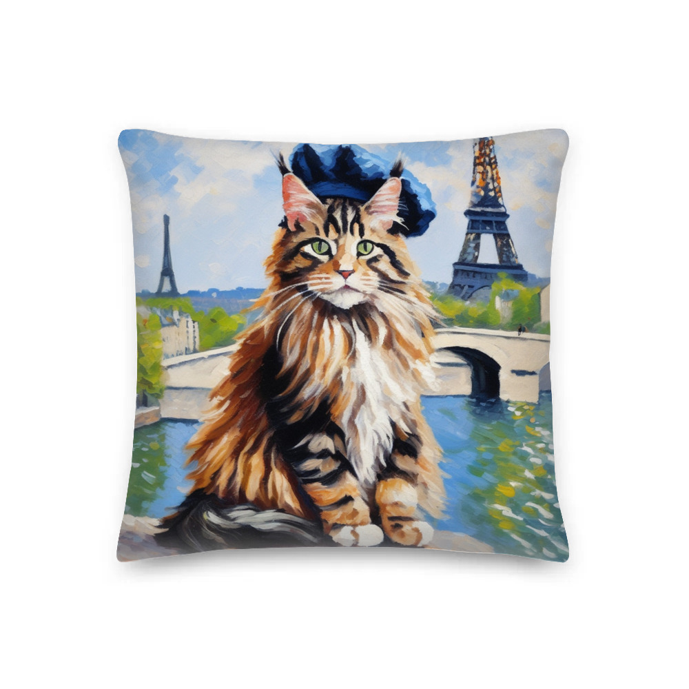 PugMug Custom Tabby Maine Coon Cat Premium Pillow