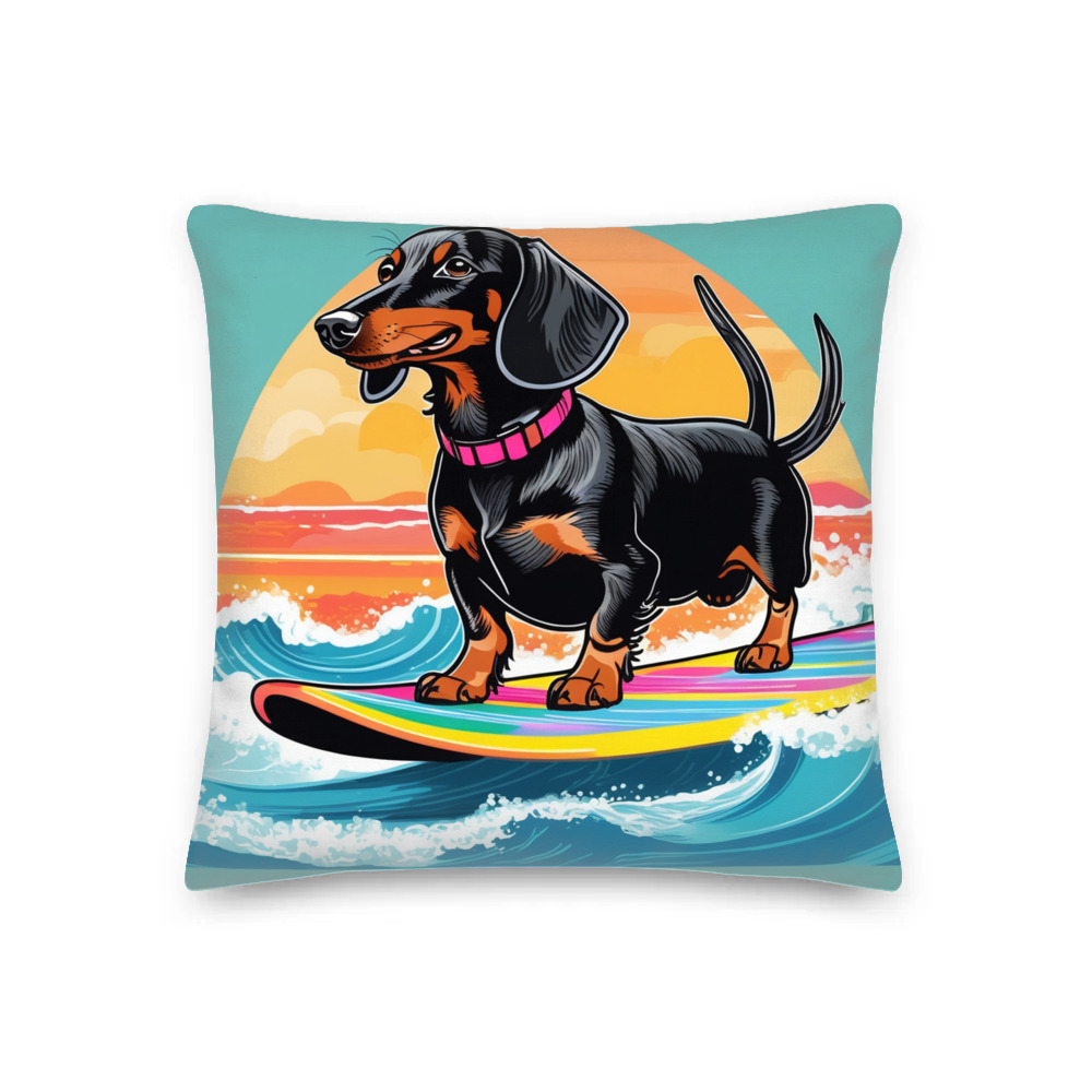 PugMug Custom Black Dachshund Premium Pillow