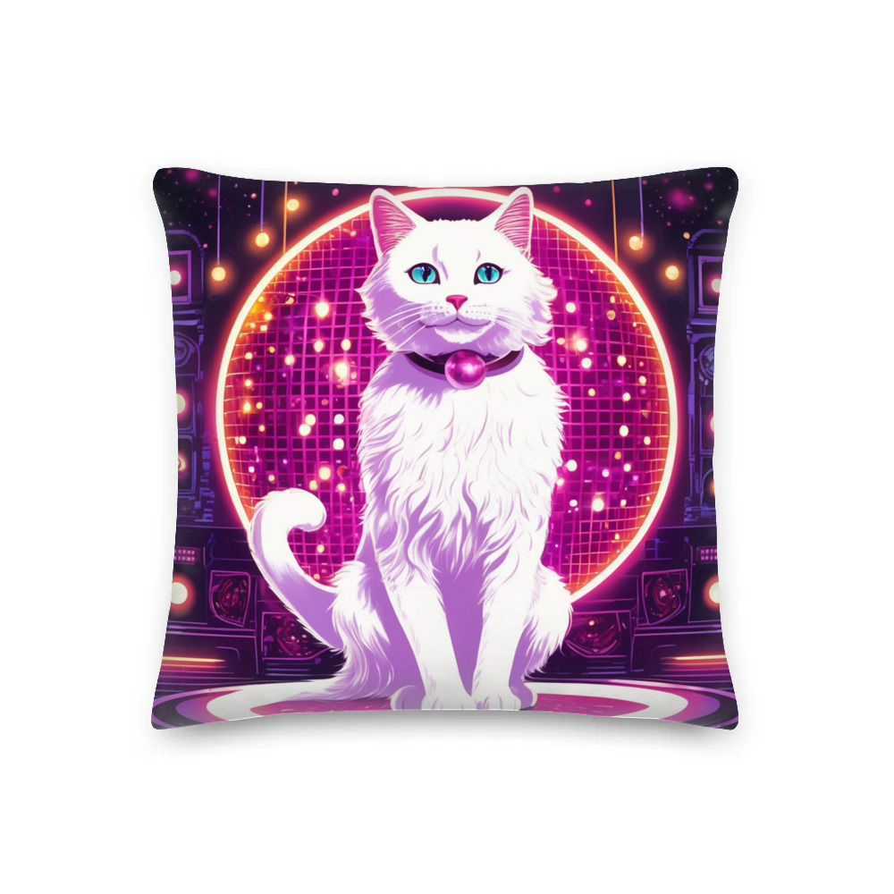 PugMug Custom White Companion Cat Premium Pillow