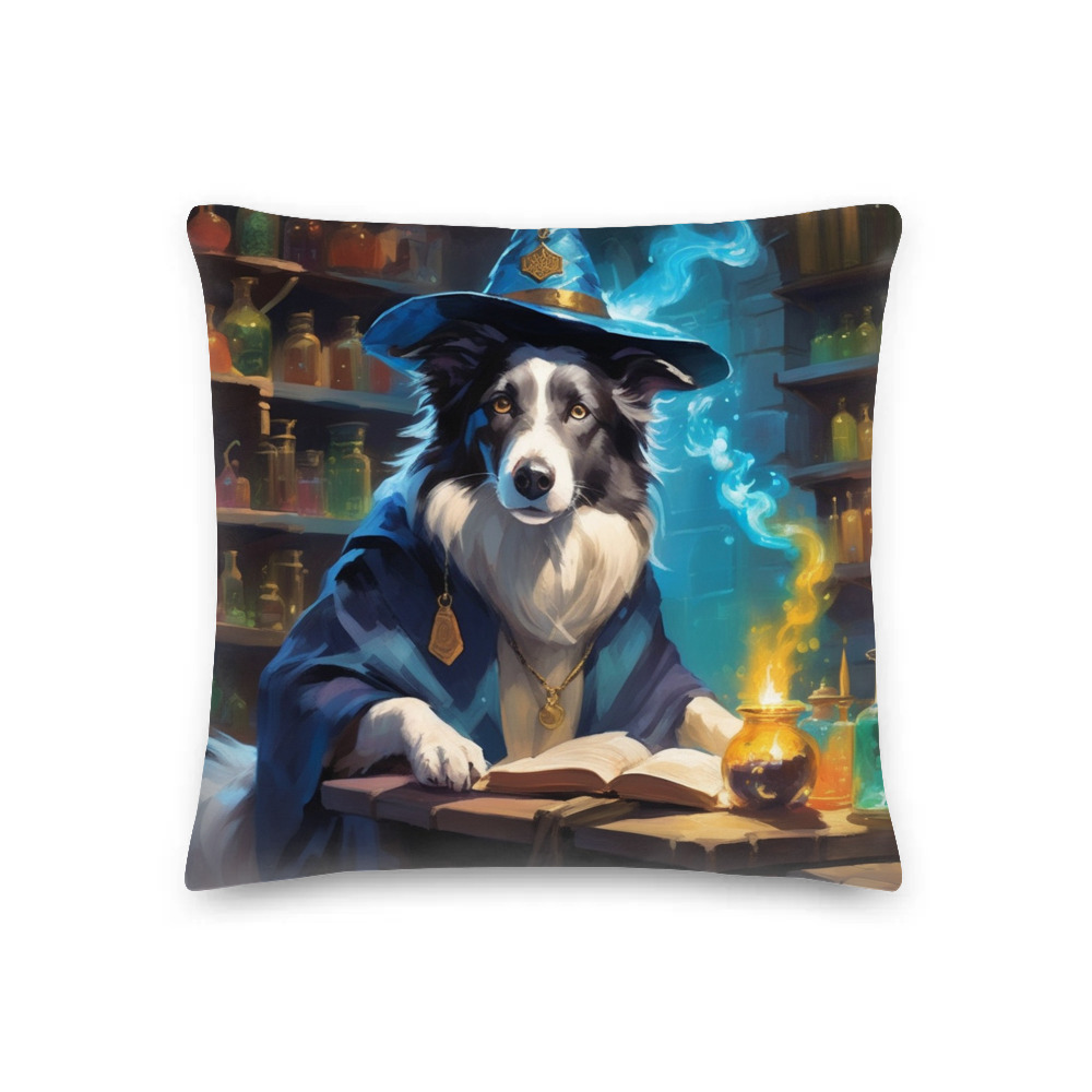PugMug Custom Blue Merle Border Collie Premium Pillow