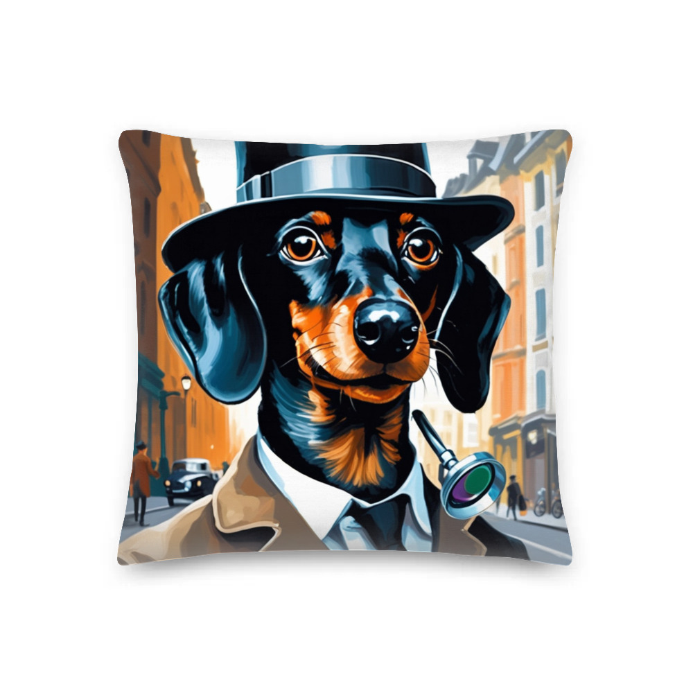 PugMug Custom Black Dachshund Premium Pillow