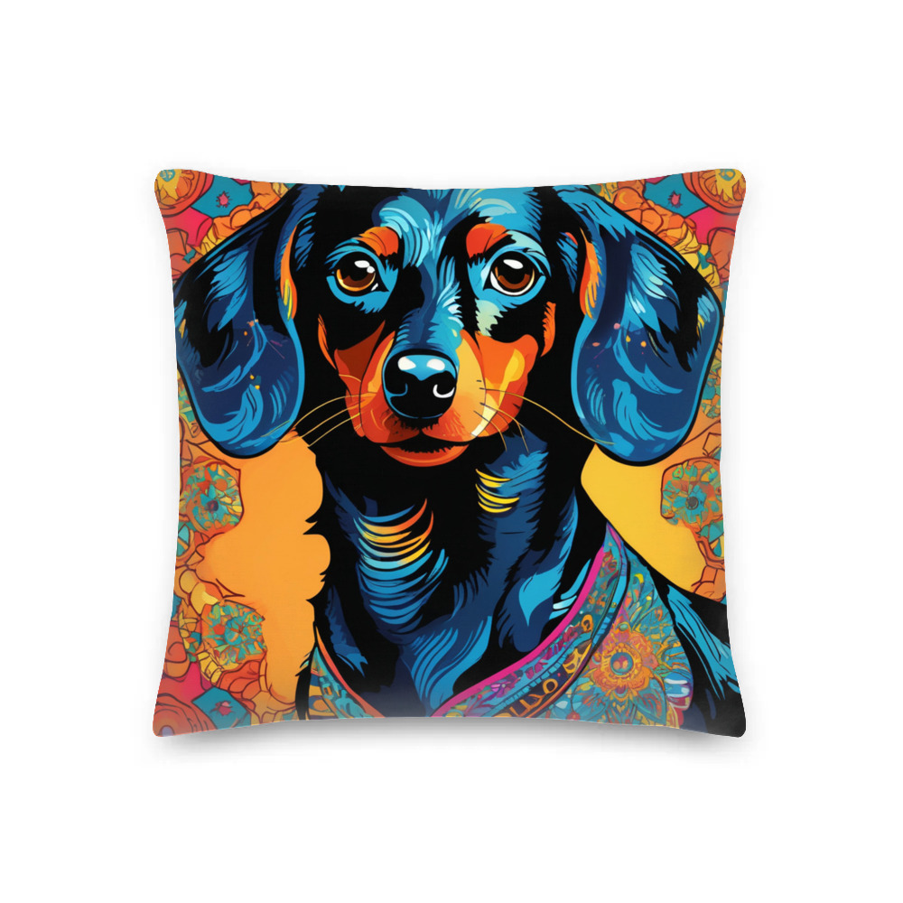 PugMug Custom Black Dachshund Premium Pillow