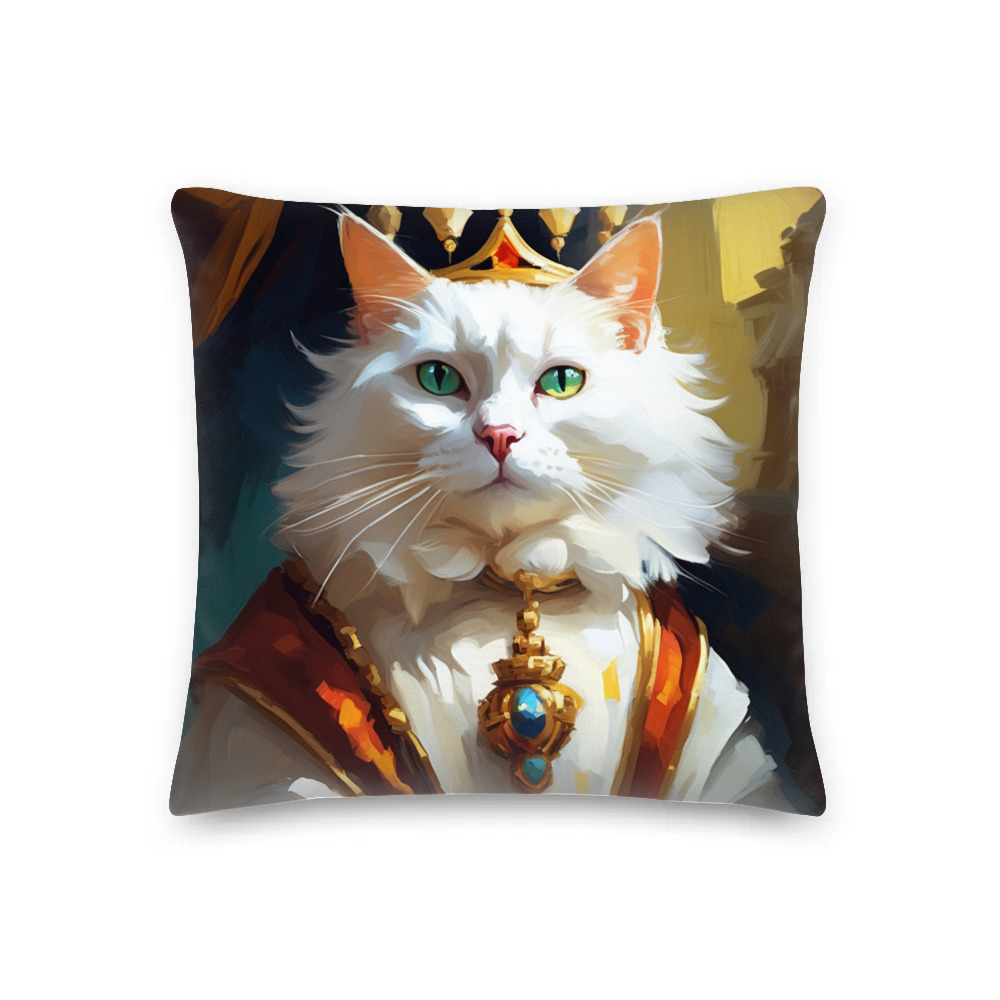 PugMug Custom White Companion Cat Premium Pillow