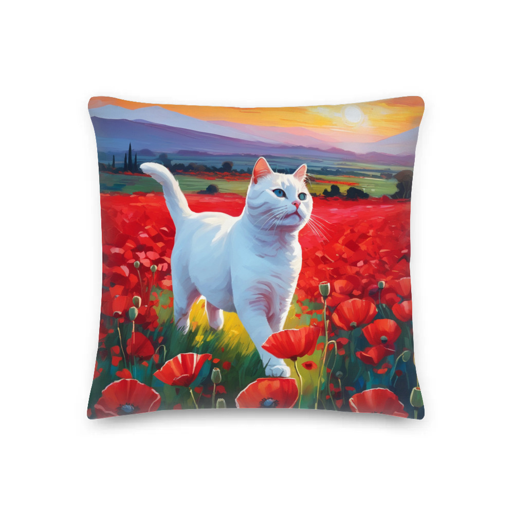 PugMug Custom White Companion Cat Premium Pillow