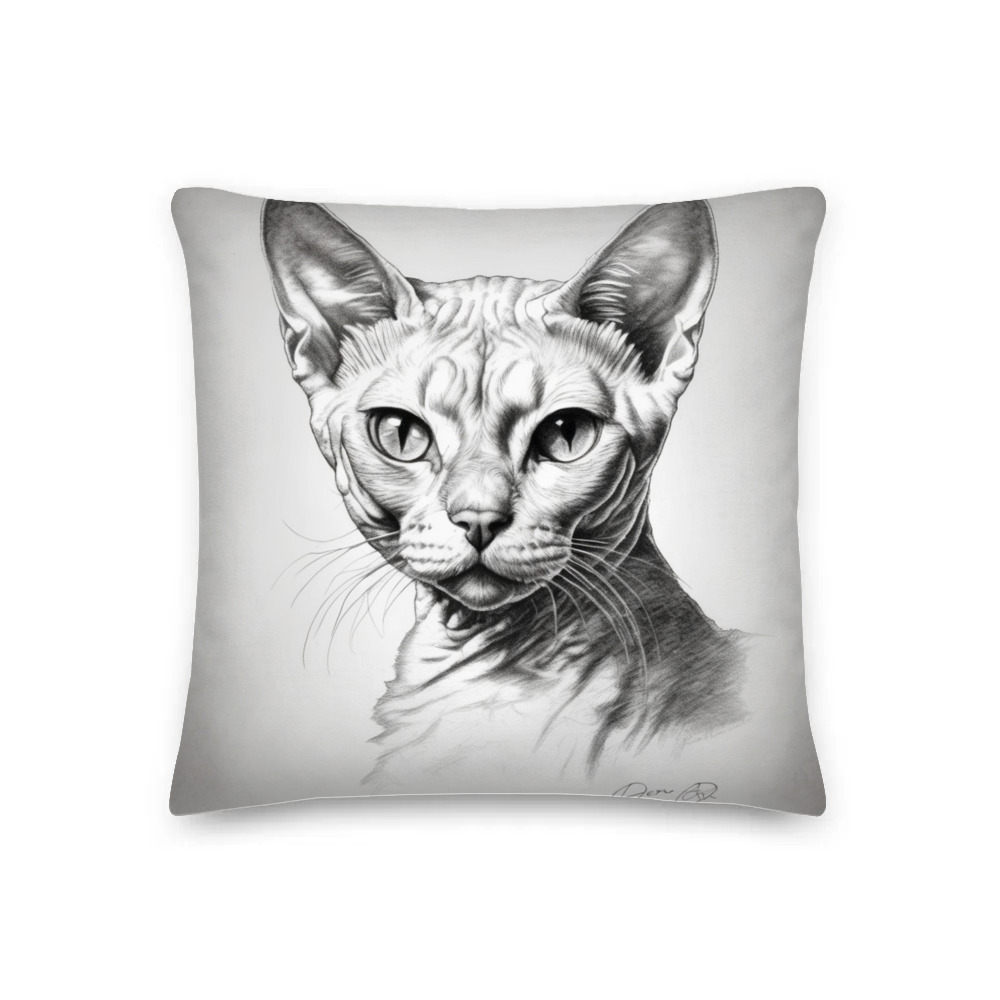 PugMug Custom White Devon Rex Cat Premium Pillow