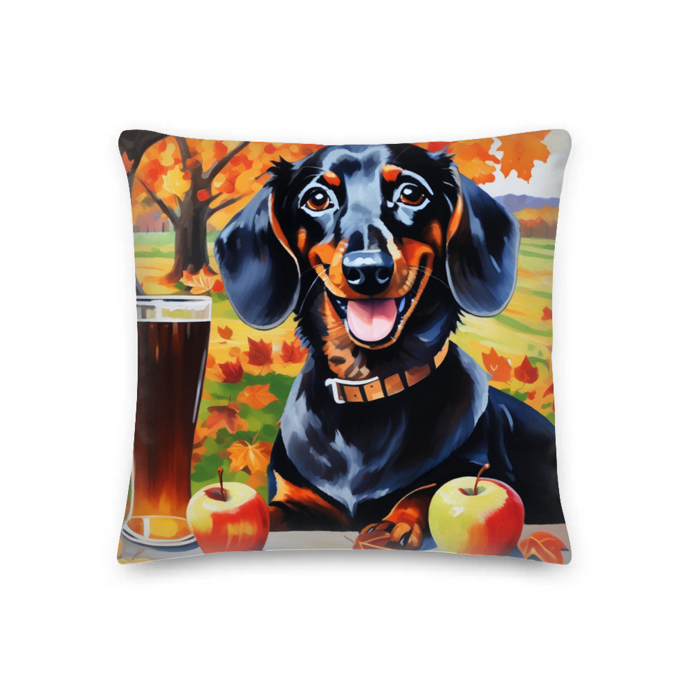 PugMug Custom Black Dachshund Premium Pillow