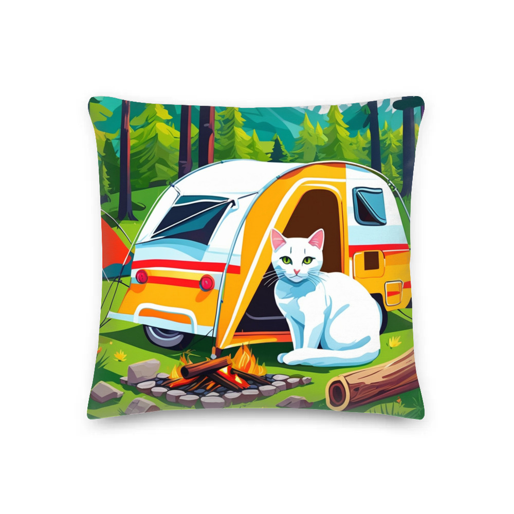 PugMug Custom White Companion Cat Premium Pillow