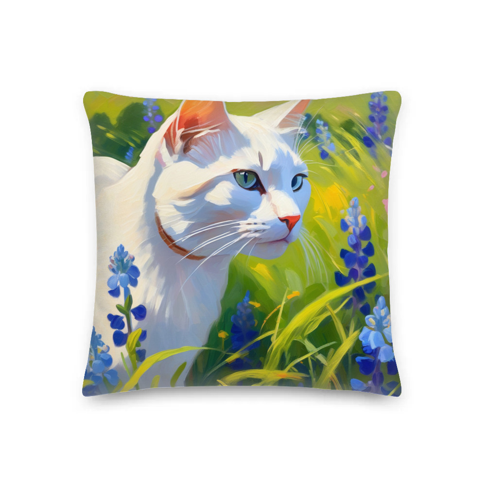 PugMug Custom White Companion Cat Premium Pillow