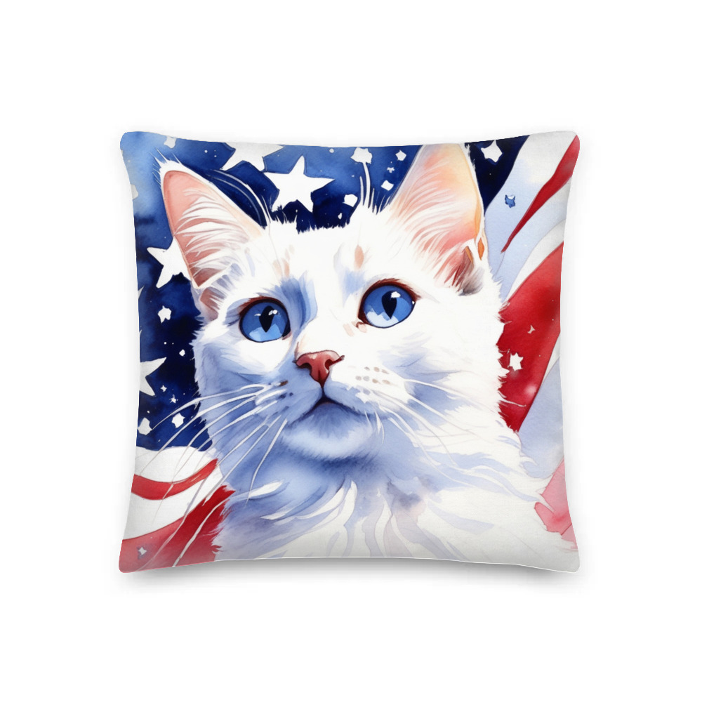 PugMug Custom White Companion Cat Premium Pillow