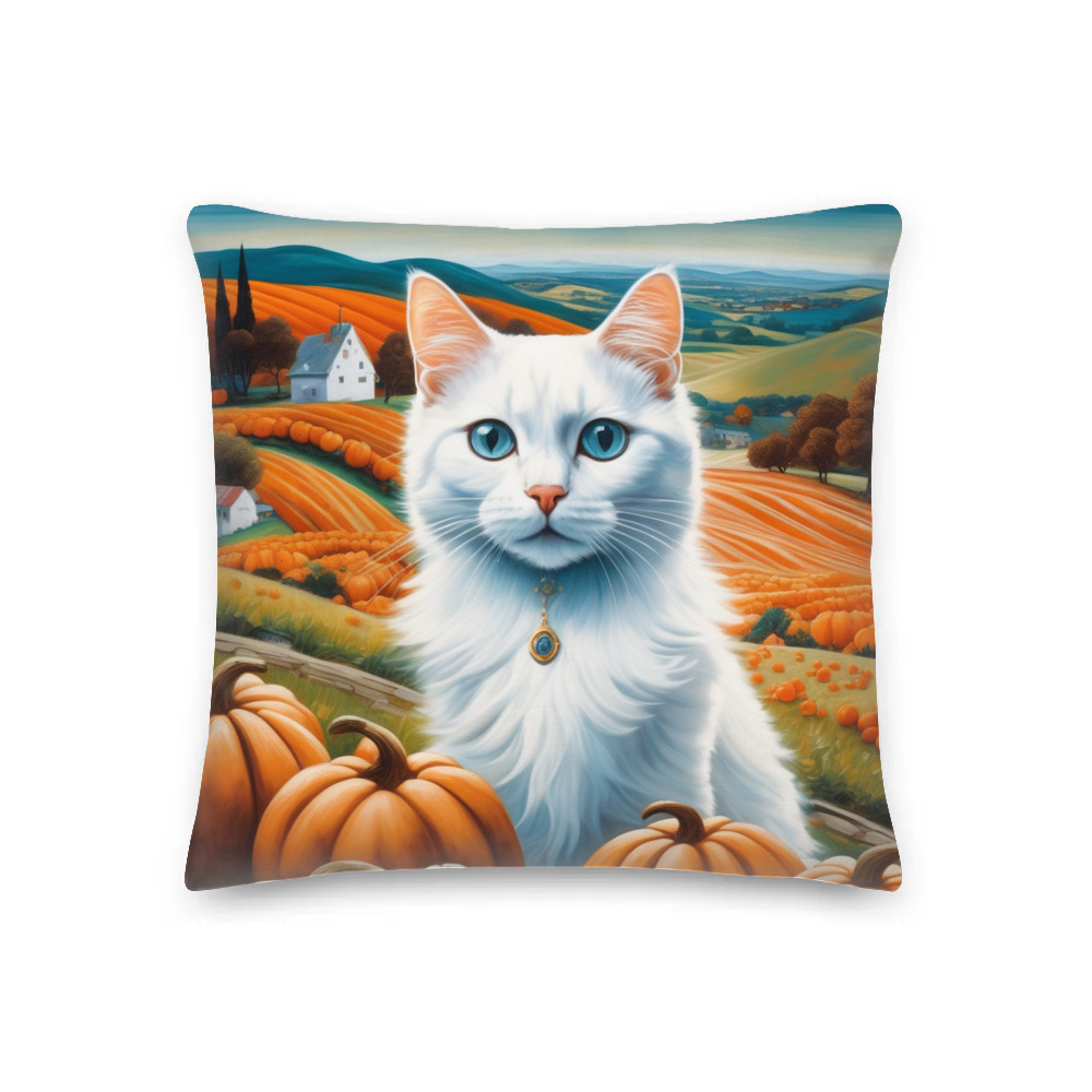 PugMug Custom White Companion Cat Premium Pillow