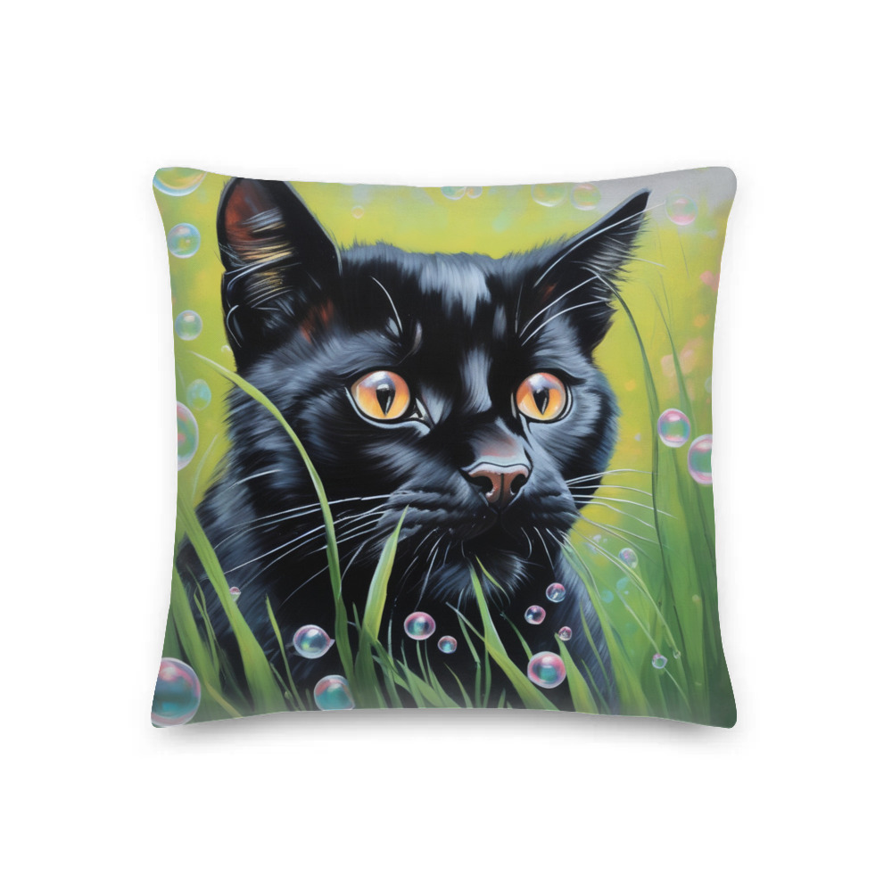 PugMug Custom Black Exotic Cat Premium Pillow