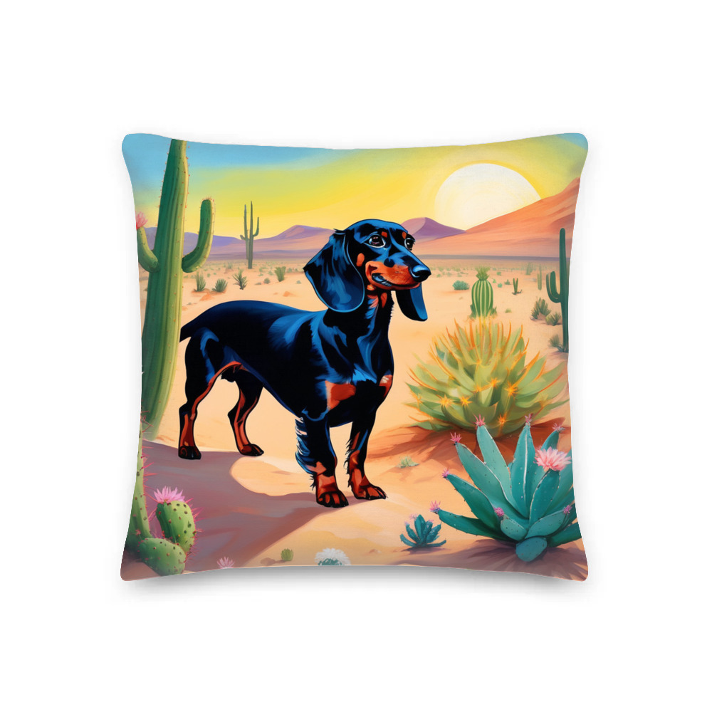 PugMug Custom Black Dachshund Premium Pillow
