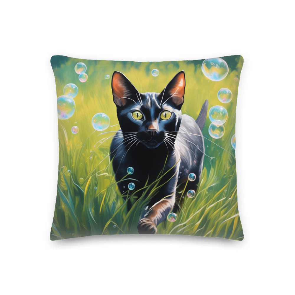 PugMug Custom Black Abyssinian Cat Premium Pillow