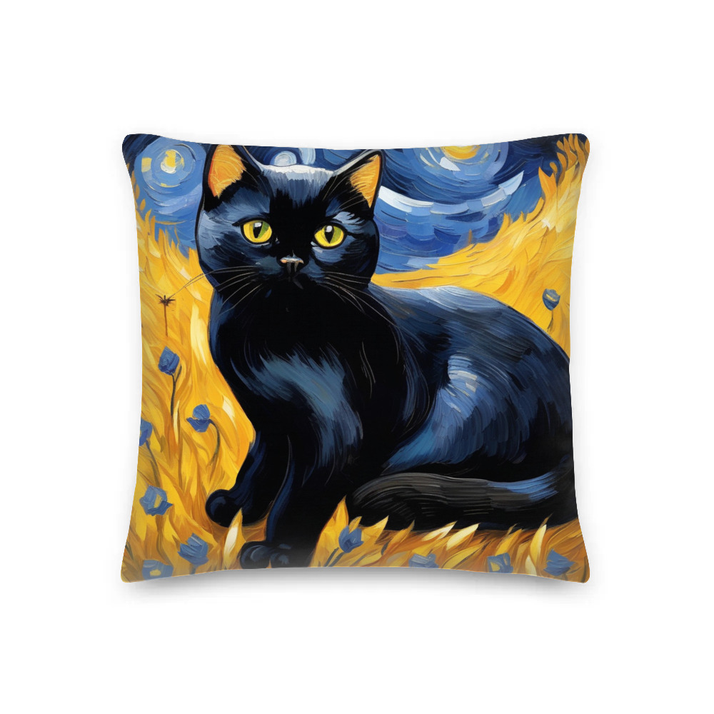 PugMug Custom Black British Shorthair Cat Premium Pillow