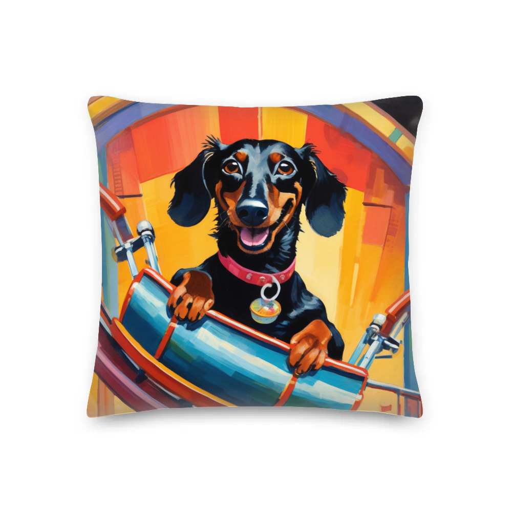 PugMug Custom Black Dachshund Premium Pillow