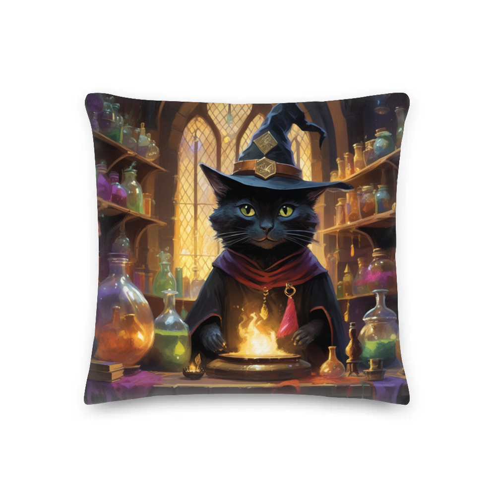 PugMug Custom Black Companion Cat Premium Pillow