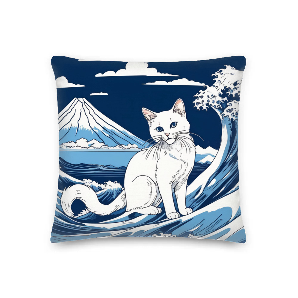 PugMug Custom White Companion Cat Premium Pillow