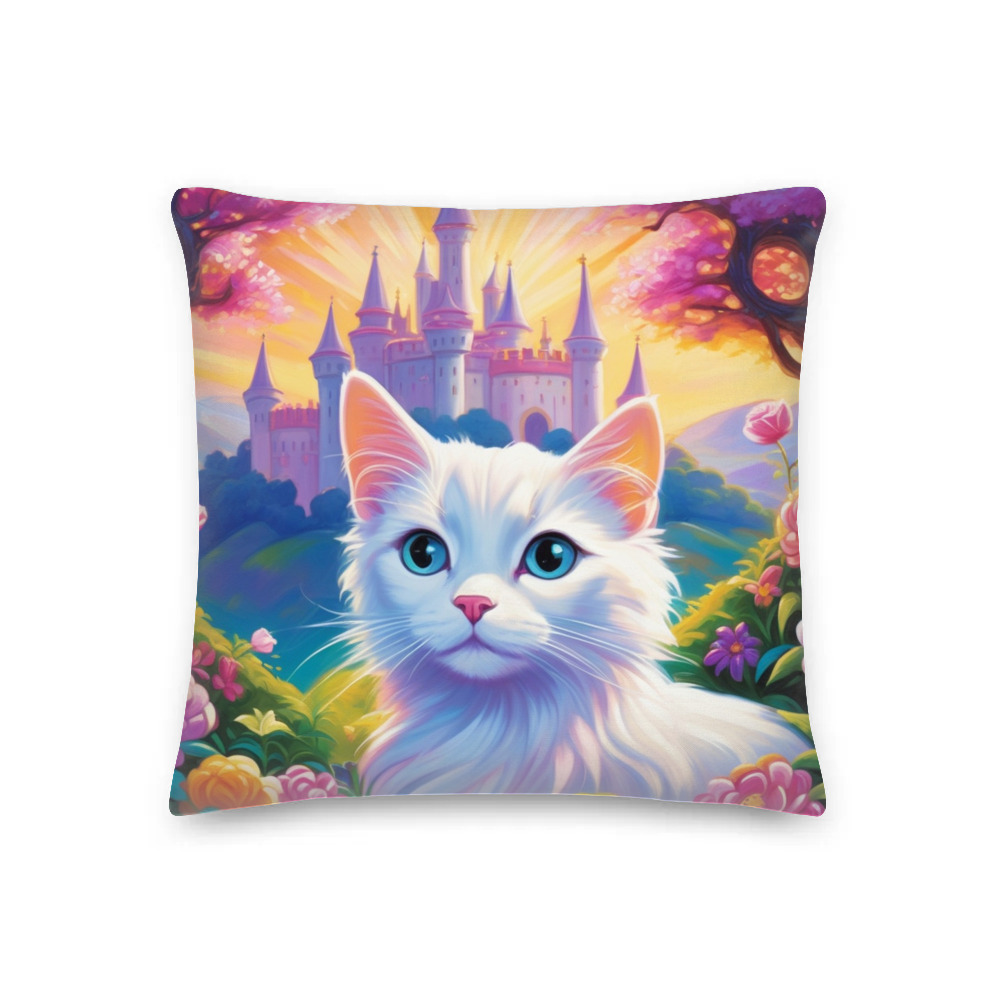 PugMug Custom White Companion Cat Premium Pillow