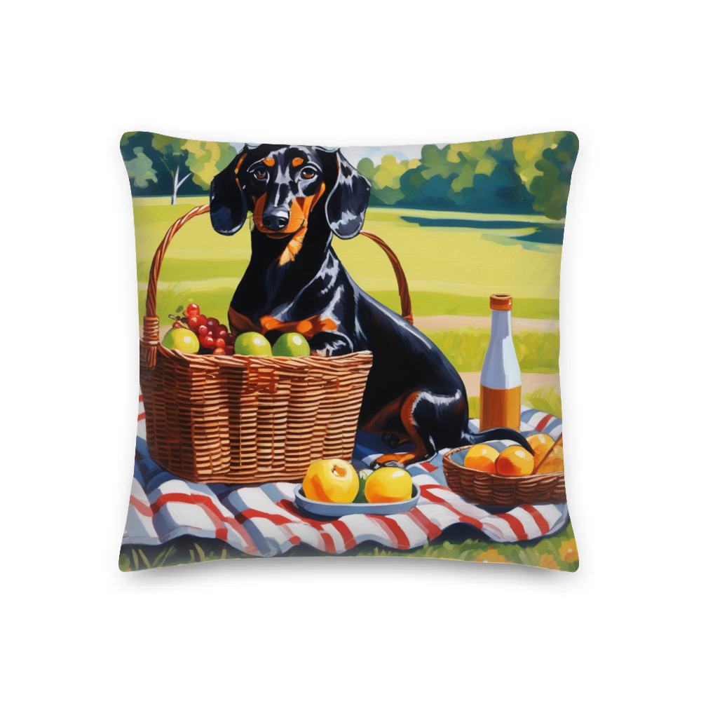 PugMug Custom Black Dachshund Premium Pillow