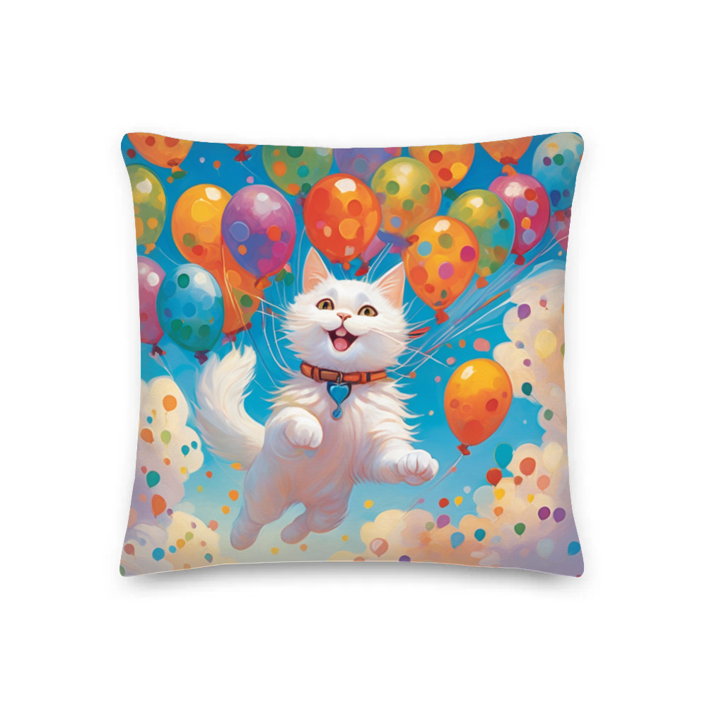 PugMug Custom White Companion Cat Premium Pillow