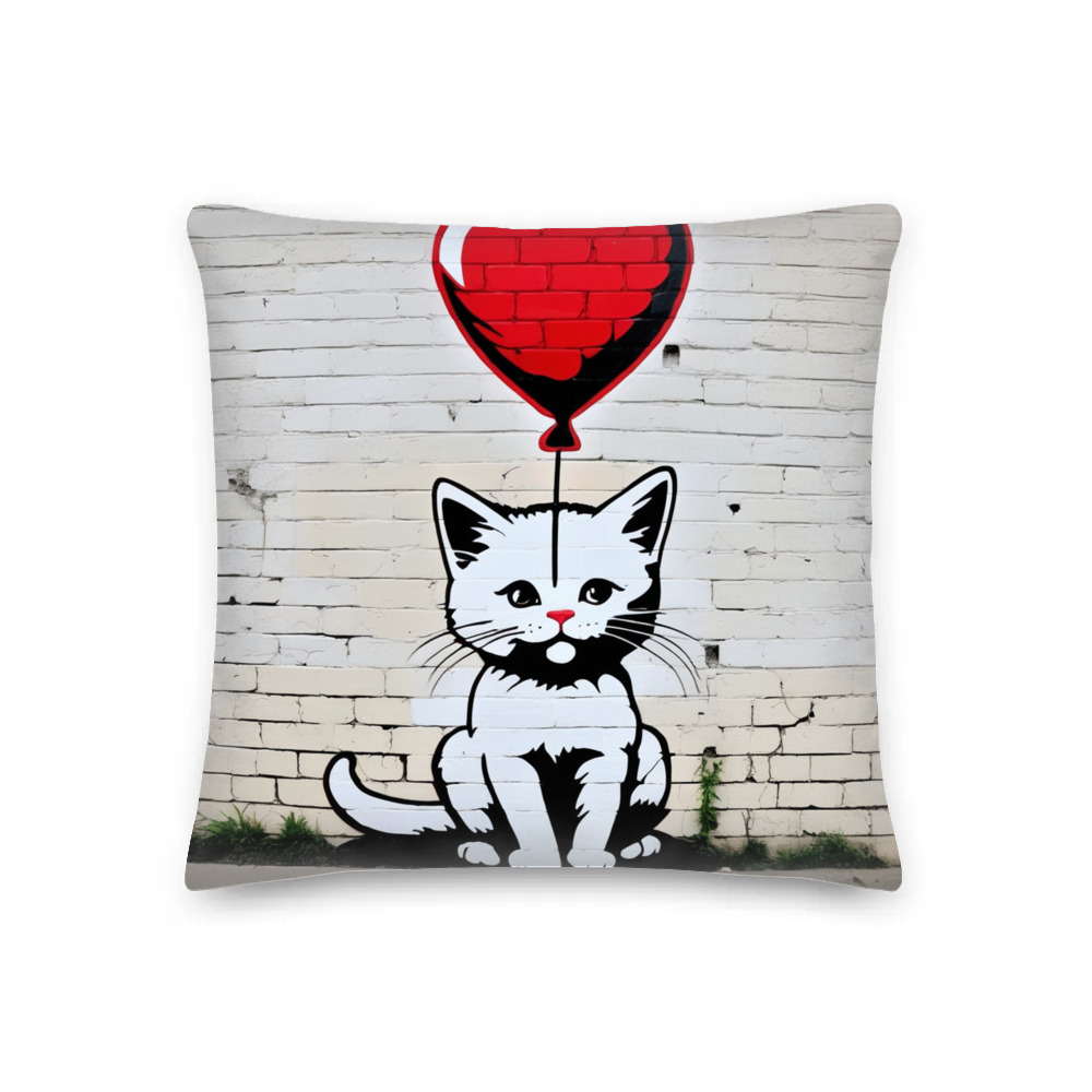 PugMug Custom White Companion Cat Premium Pillow