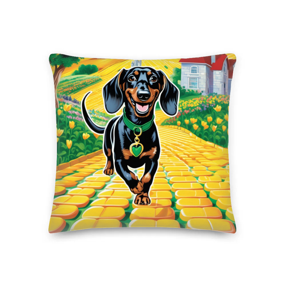 PugMug Custom Black Dachshund Premium Pillow