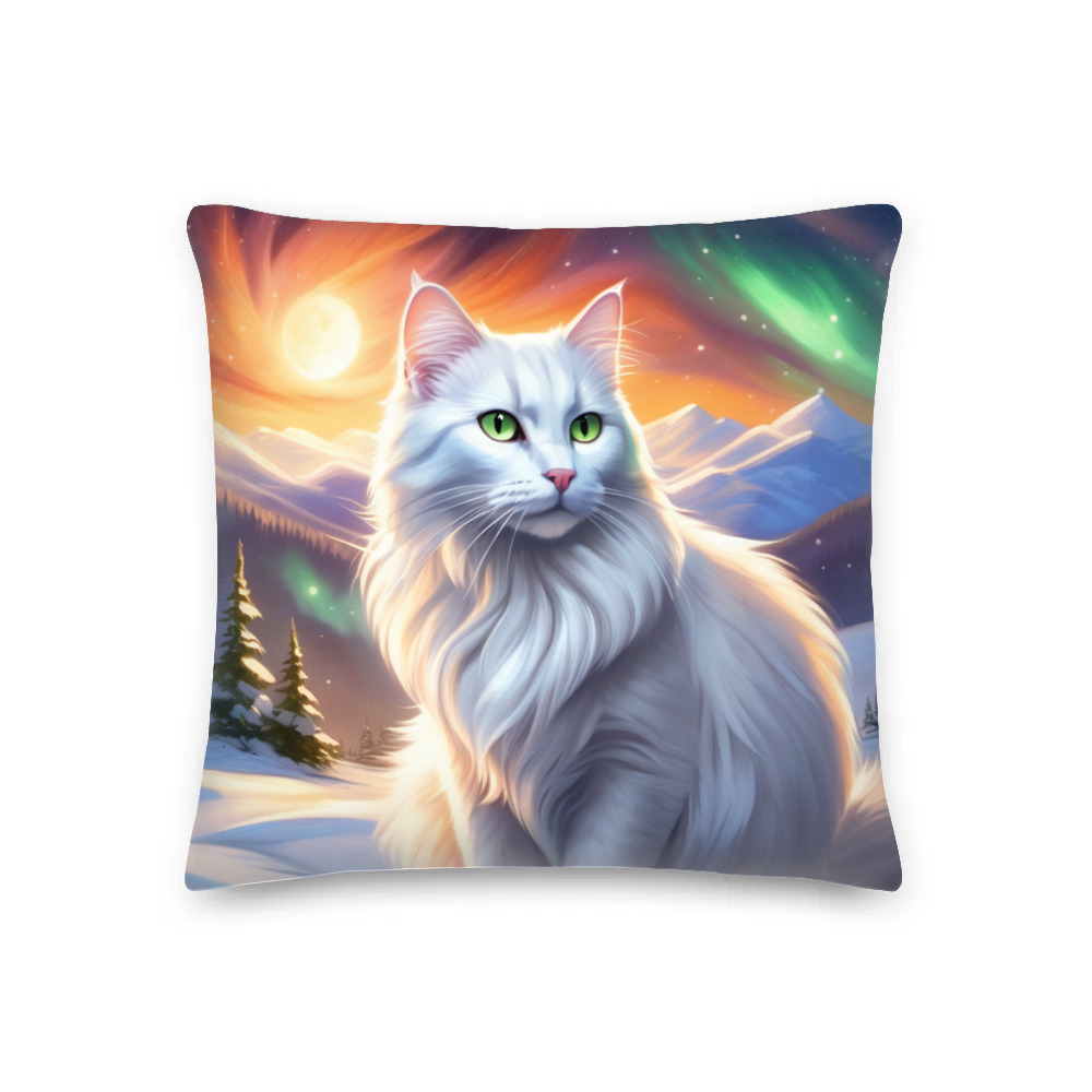 PugMug Custom White Companion Cat Premium Pillow