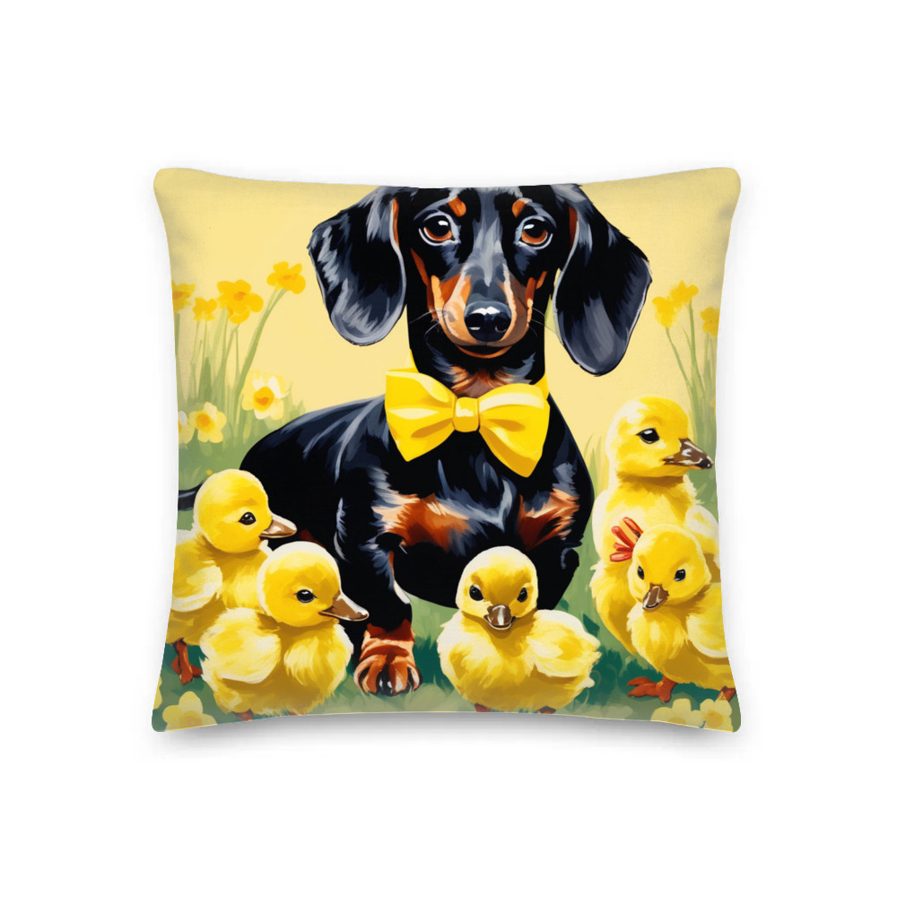 PugMug Custom Black Dachshund Premium Pillow