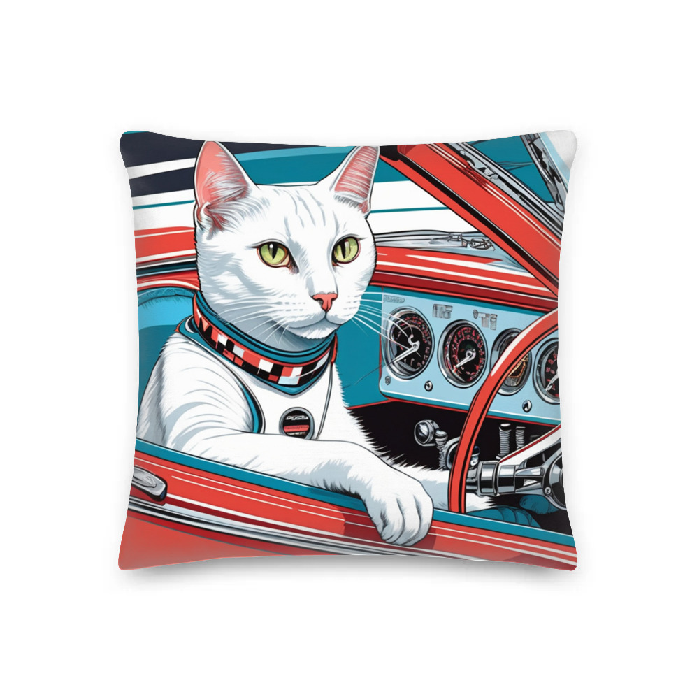PugMug Custom White Companion Cat Premium Pillow