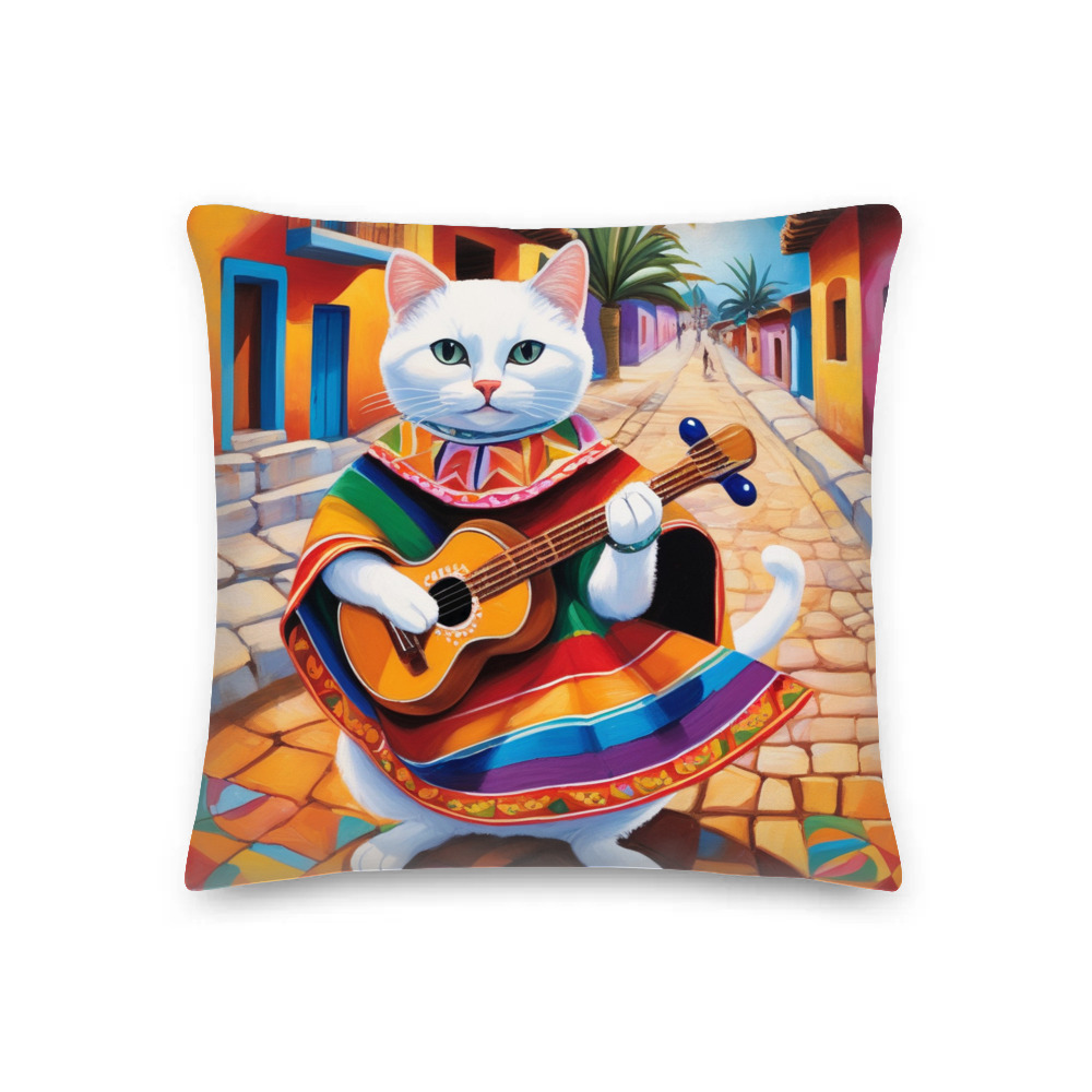 PugMug Custom White Companion Cat Premium Pillow