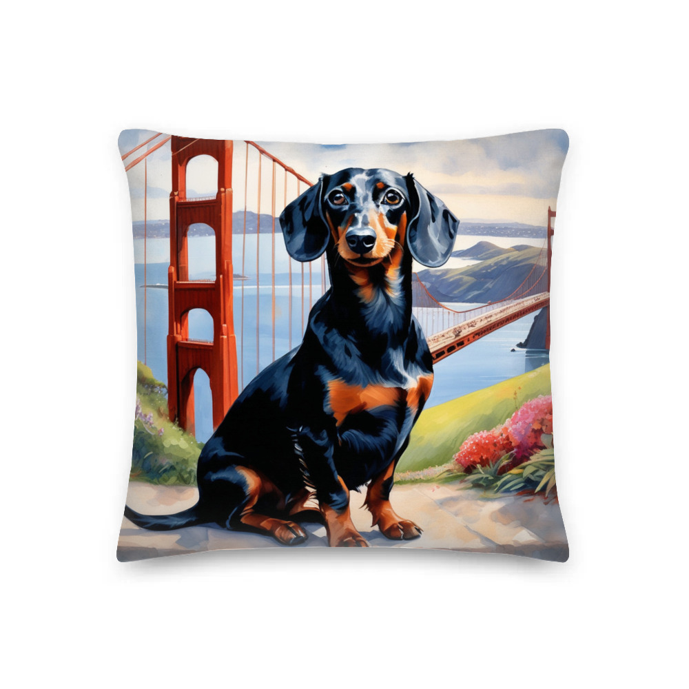 PugMug Custom Black Dachshund Premium Pillow