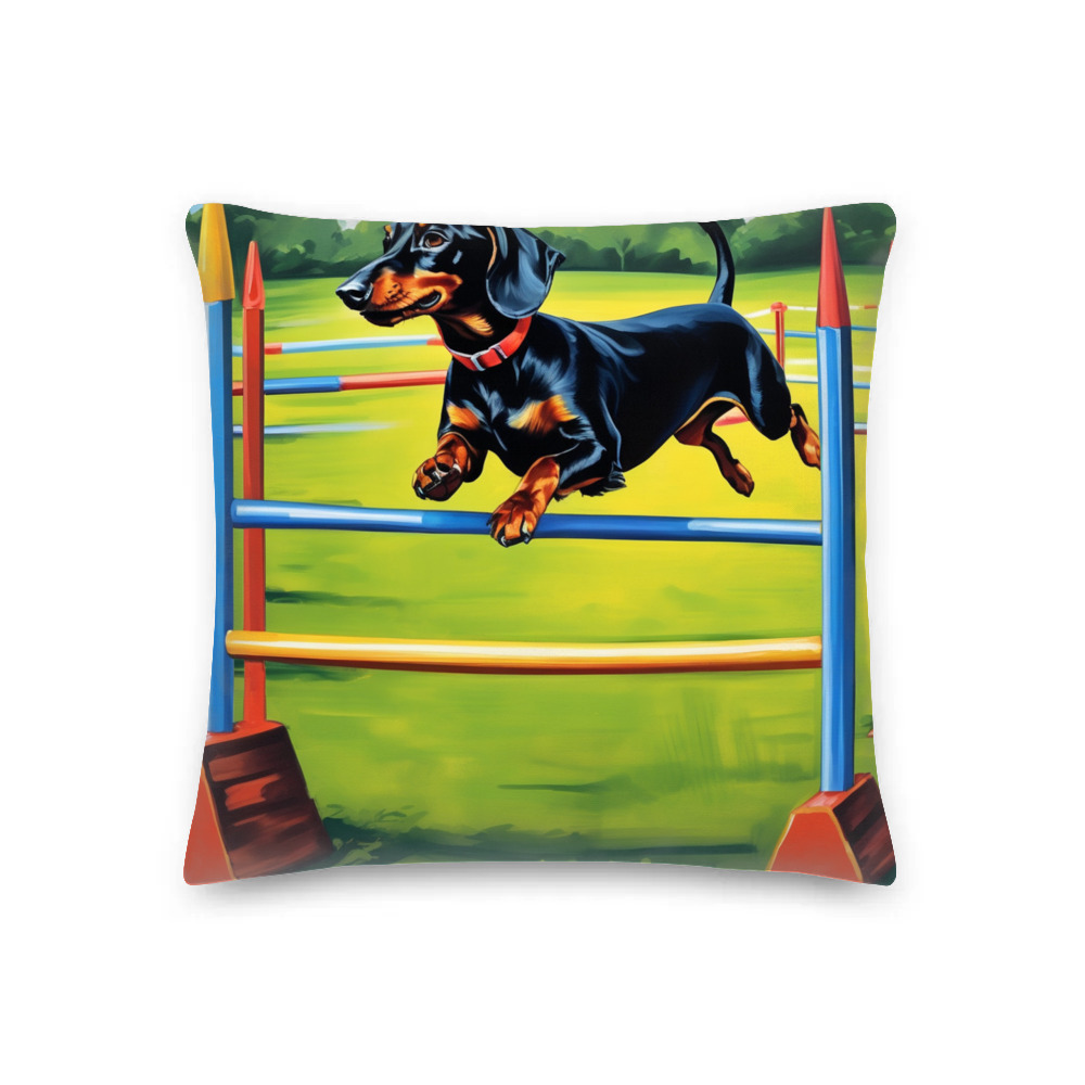 PugMug Custom Black Dachshund Premium Pillow