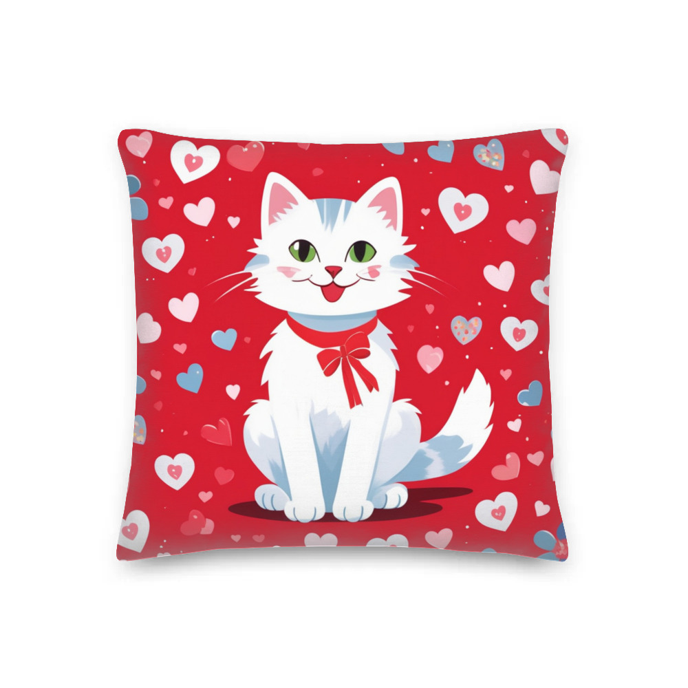 PugMug Custom White Companion Cat Premium Pillow