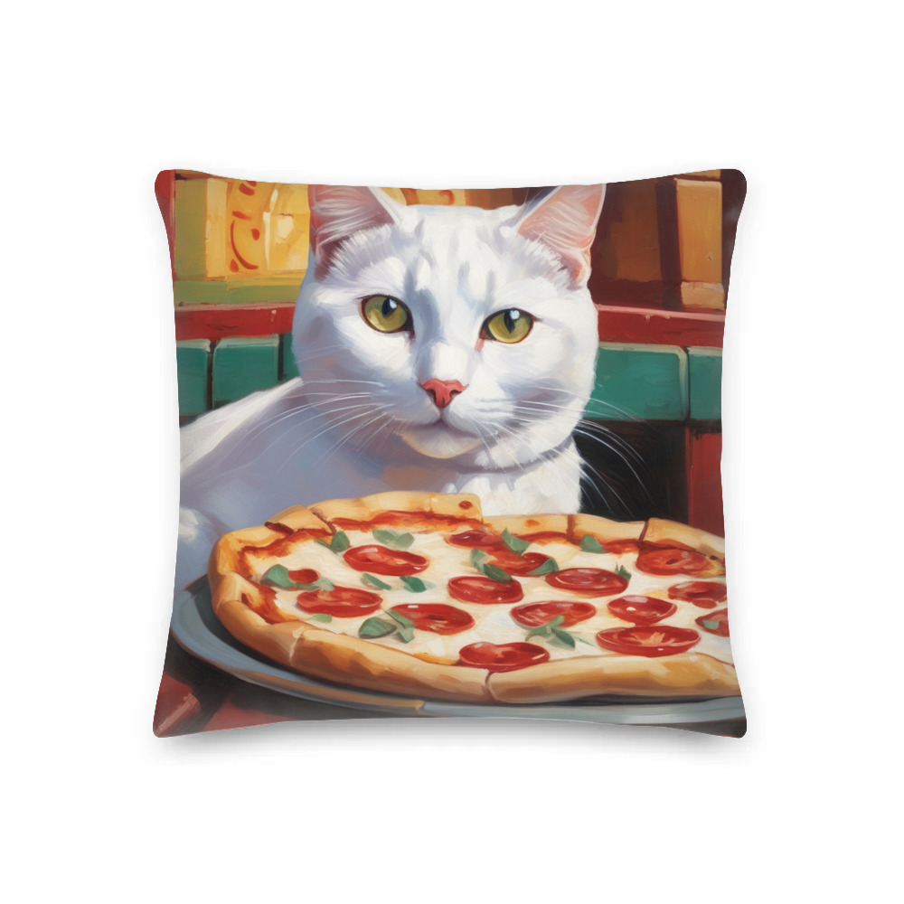 PugMug Custom White Companion Cat Premium Pillow