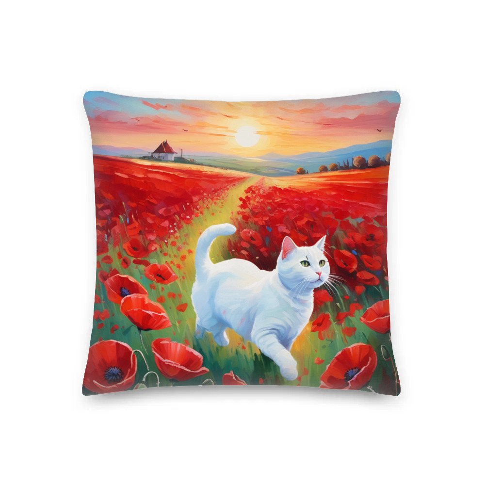 PugMug Custom White Companion Cat Premium Pillow
