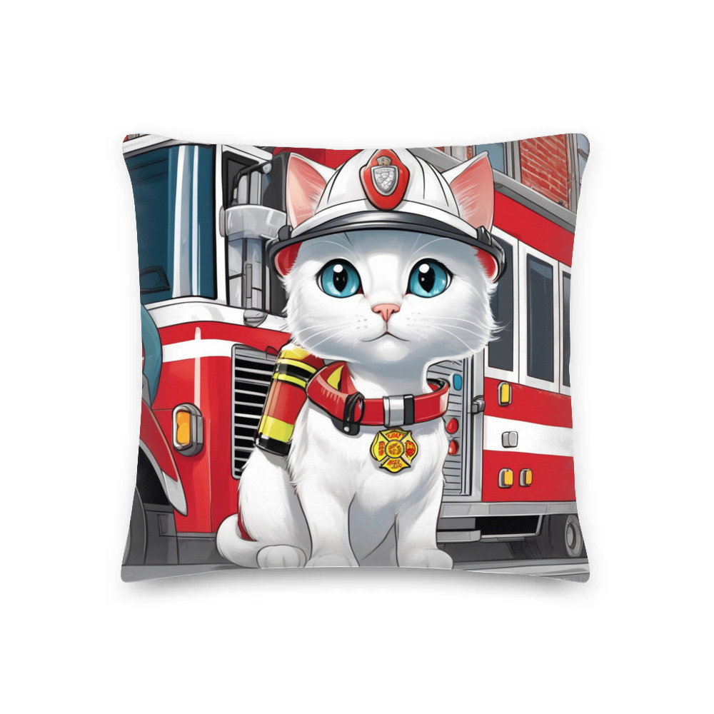 PugMug Custom White Companion Cat Premium Pillow