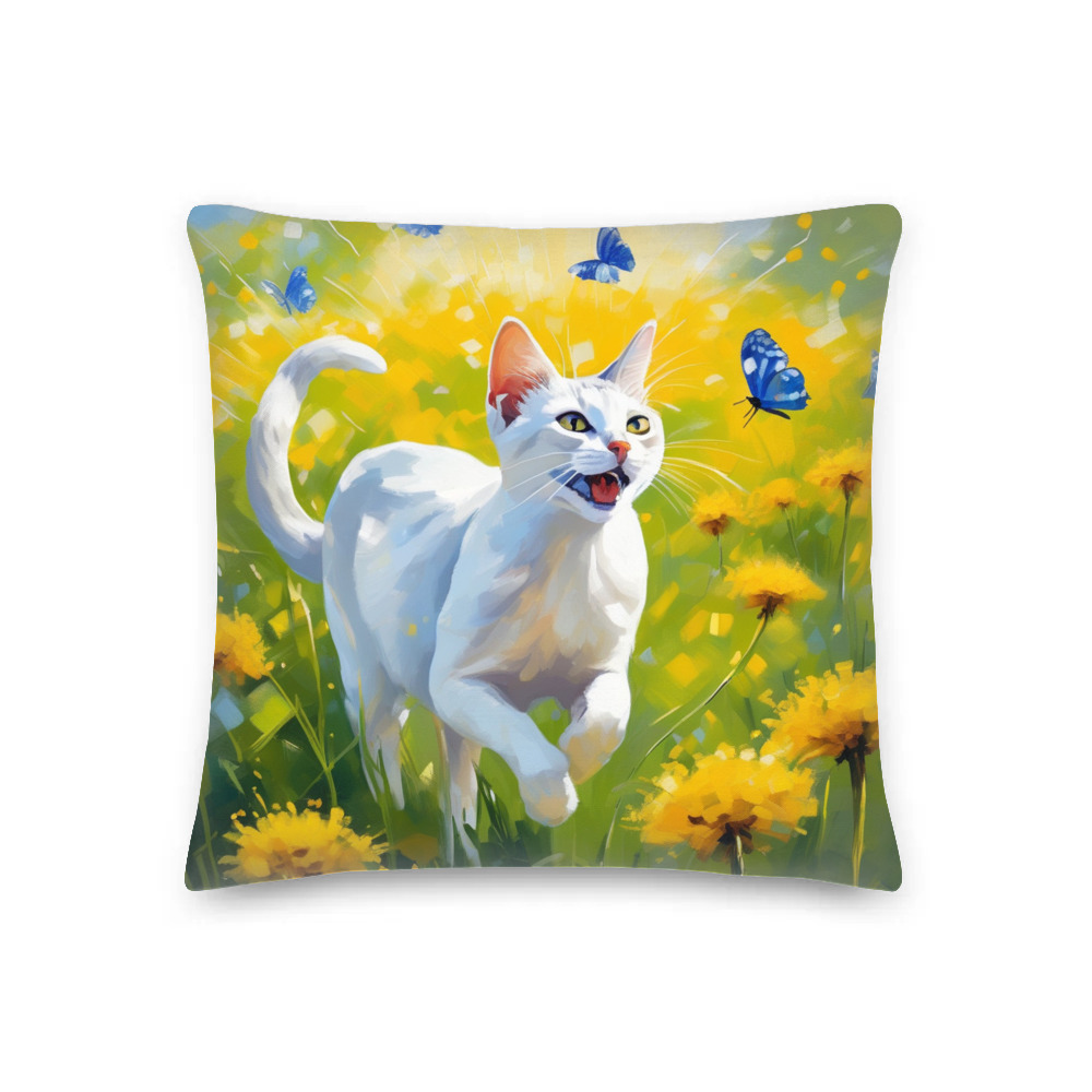 PugMug Custom White Abyssinian Cat Premium Pillow