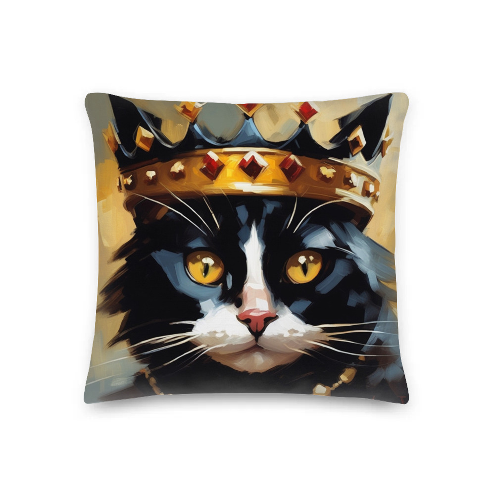 PugMug Custom Black Companion Cat Premium Pillow