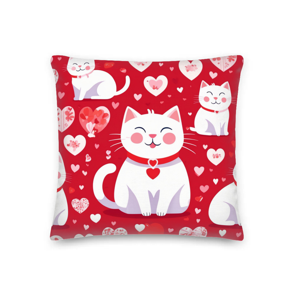PugMug Custom White Companion Cat Premium Pillow
