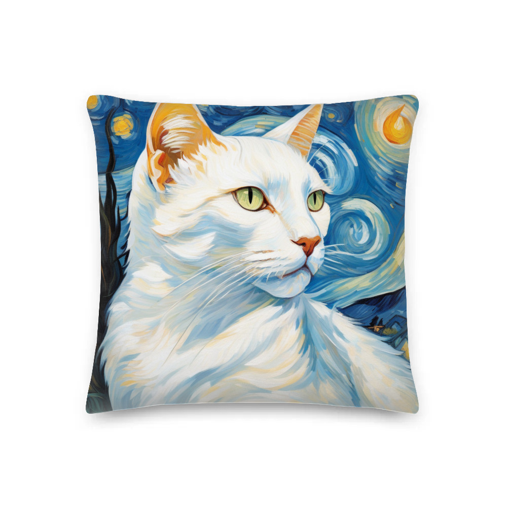 PugMug Custom White Companion Cat Premium Pillow