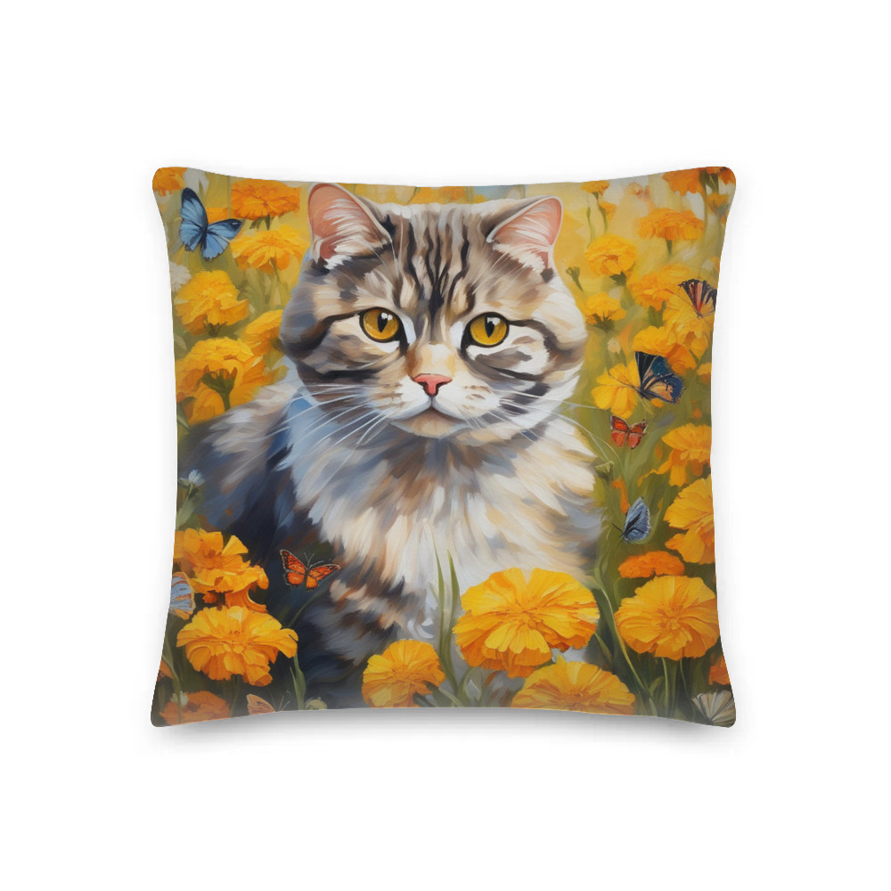 PugMug Custom Tabby Scottish Fold Cat Premium Pillow